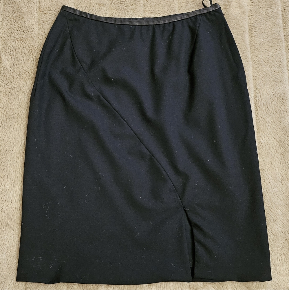 Gucci leather-trim skirt with front slit